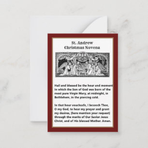 Julnatitivitet St. Andrew Novena Prayer Card Anteckningskort