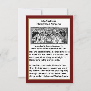 Julnatitivitet St. Andrew Novena Prayer Card Tack Kort