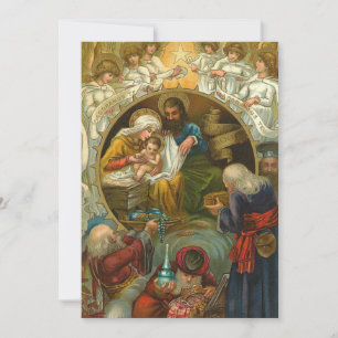 Julnativitet Epiphany Heliga Family Wisemen Julkort