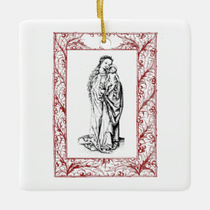 Julnativitet Madonna och Child Holly Ceramic Julgransprydnad Keramik