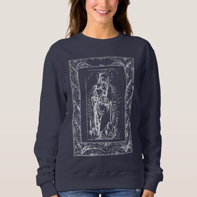Julnativitet Madonna och Child Holly Gräns T Shirt (Framsida)