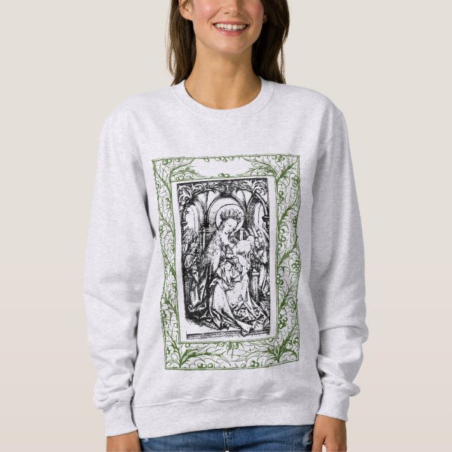 Julnativitet Madonna och Child Holly Gräns T Shirt (Framsida)