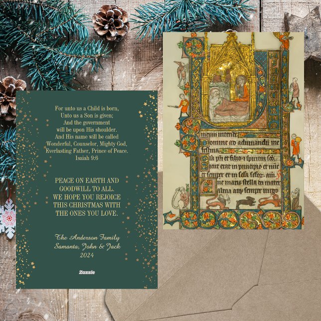 Julnativitet Medieval Christian Catholik Julkort (Christmas Nativity Medieval Religious Christian Traditional Catholic Holiday Greetings Card)