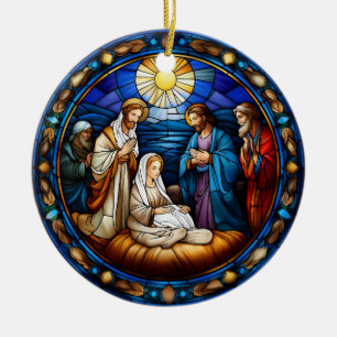 Julnativitetsscenen Glaslagat Julgransprydnad Keramik