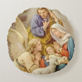 JulNativity St Joseph, Mary, Jesus, ängel Rund Kudde
