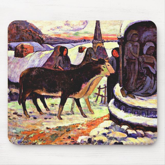 Julnatt, fin konst målning av Gauguin Musmatta (Framsidan)