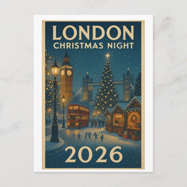 Julnatt i London 2026 Vykort (Framsida)