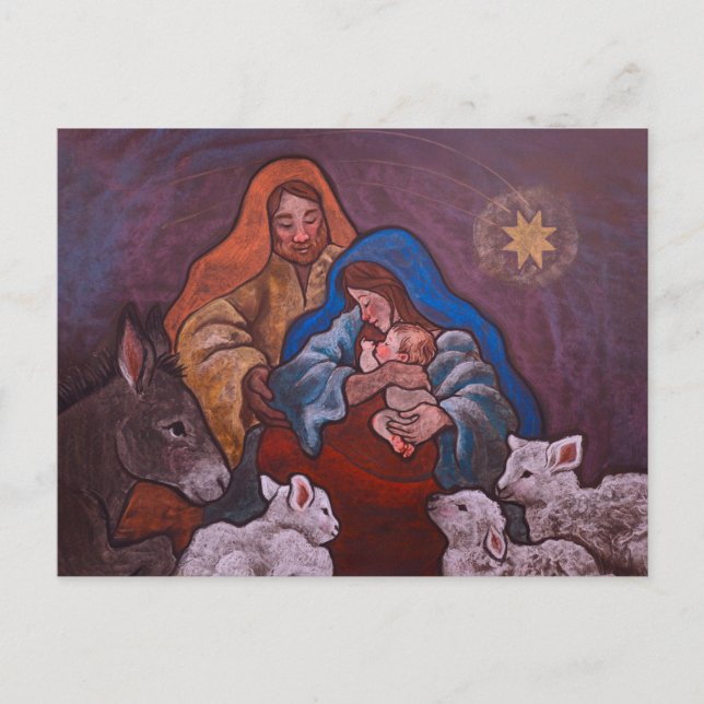 Julnatt scen julkort helg vykort (Framsida)