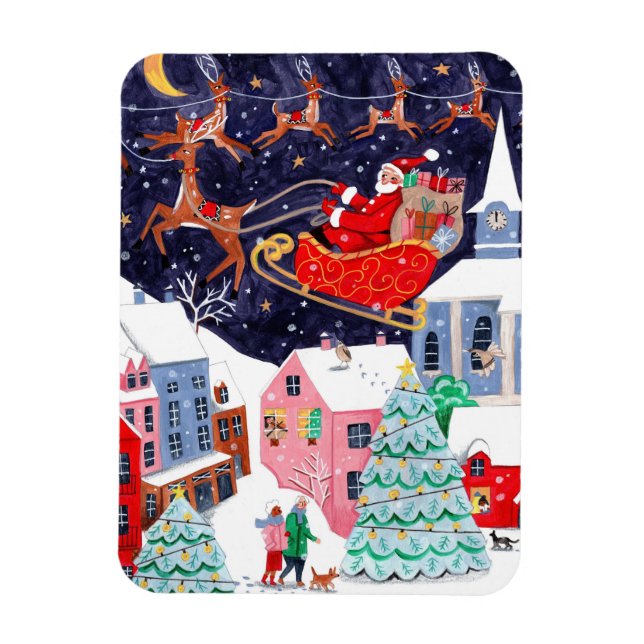 Julnatten före jul by Land julkort Magnet (Vertikal)