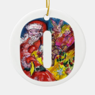 JULNOLLA-BREV/SANTA MED GÅVAMONOGRAMEN JULGRANSPRYDNAD KERAMIK