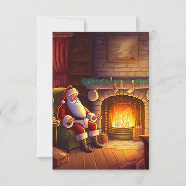 Julnostalgisk vykort med Tomte (Framsida)