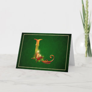 JulNotecard märka med sina initialer glödande Helgkort