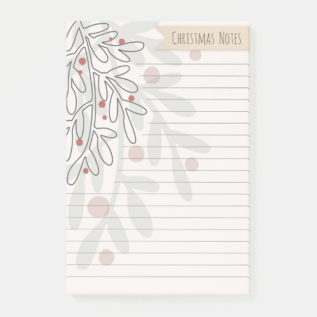 Julnoter abstrakt mistel ritning post-it block (Framsida)