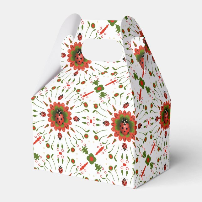 Julnyckelpiga Röd Vit Grön Papper Presentaskar (Baksidan Sidan)