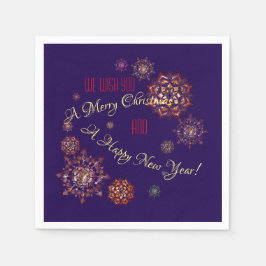 Julnytt år - färgstarkt och ljust snöflingor pappersservett