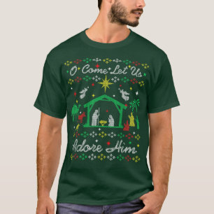 Julol Christian O Kom Låt oss Adore Him Jes T Shirt