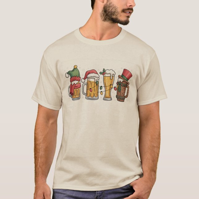 Julöl Drickande Älskare Present Feststämning  T Shirt (Framsida)