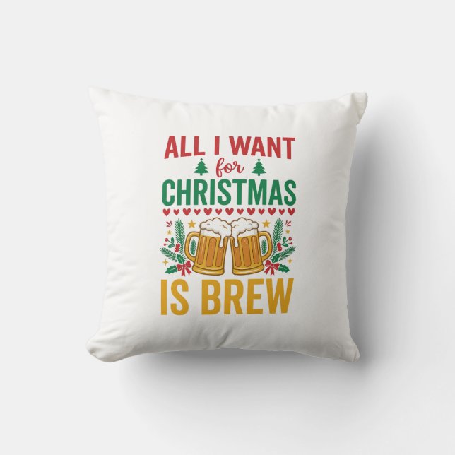 Julöl Holiday Dryck Design Kudde (Framsida)