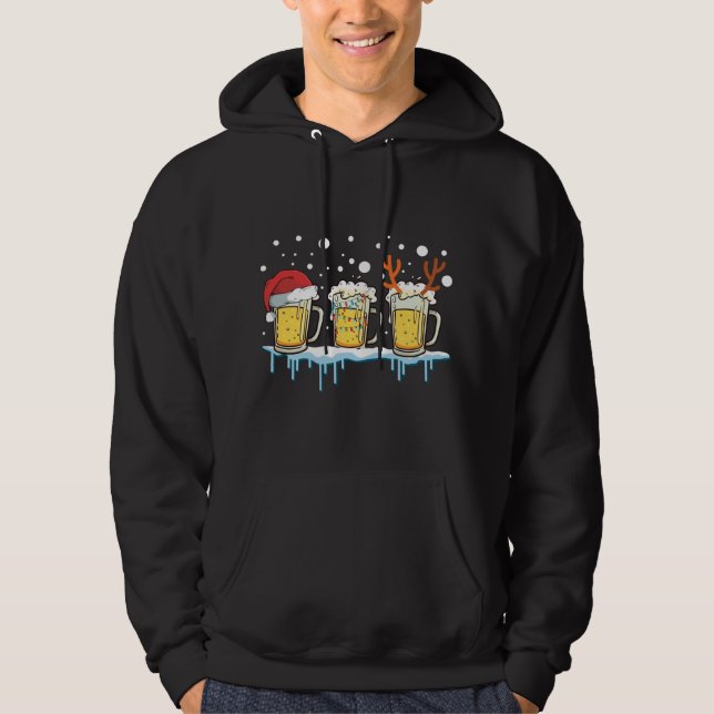 Julöl Mugg Santa Hat Julafton Ljus Reinbeer Hoodie (Framsida)