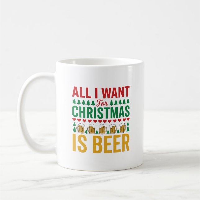 Julöl Rolig Holiday Drickande Design Kaffemugg (Vänster)