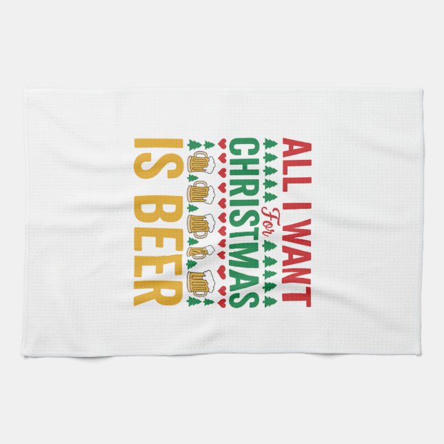 Julöl Rolig Holiday Drickande Design Kökshandduk (Horisontell)