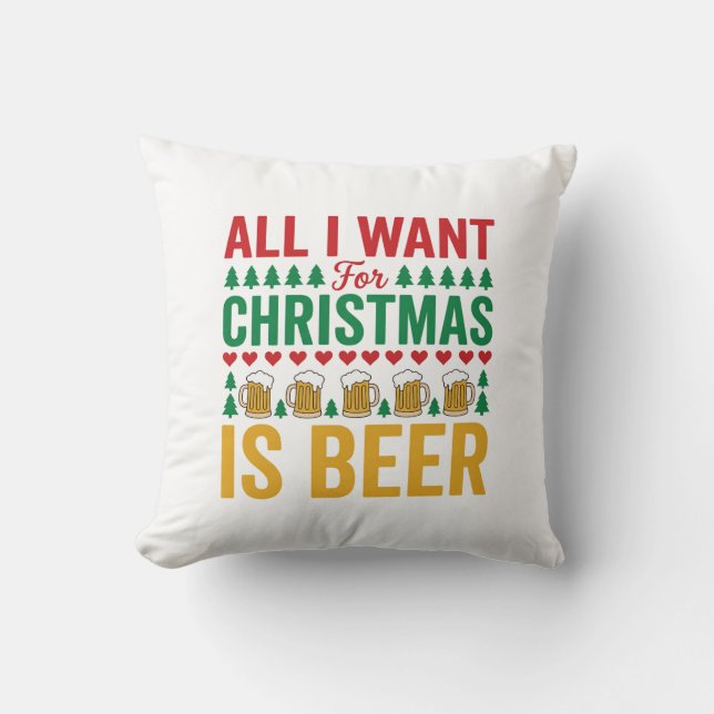 Julöl Rolig Holiday Drickande Design Kudde (Framsida)
