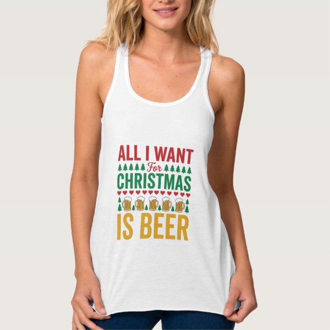 Julöl Rolig Holiday Drickande Design Linne Med Racerback (Framsida)