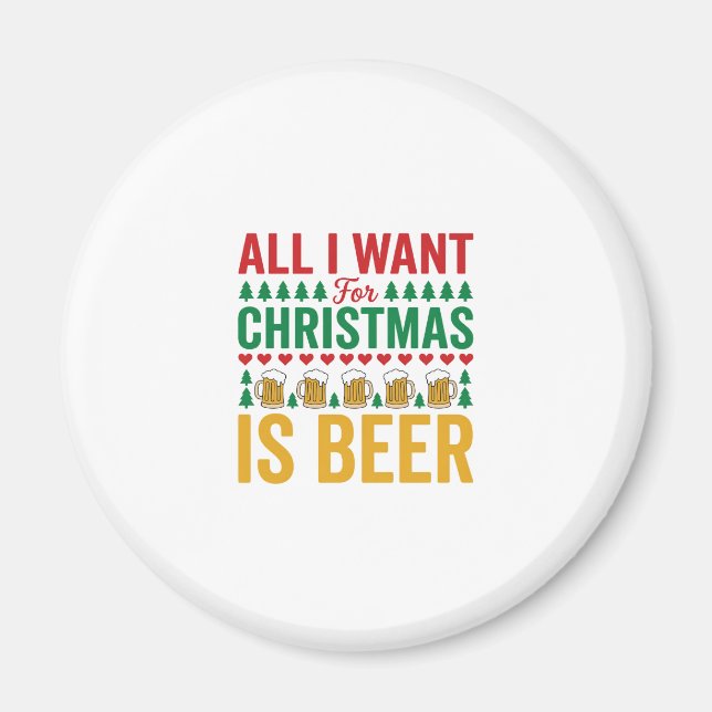 Julöl Rolig Holiday Drickande Design Magnet (Framsidan)