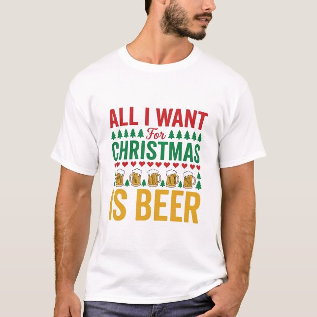 Julöl Rolig Holiday Drickande Design T Shirt (Framsida)