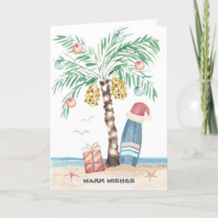 Julön Handflatan Surfan Santa Tropical Beach Helgkort