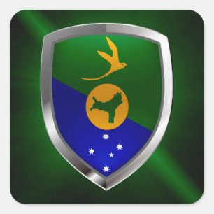 Julön Mettalic Emblem Fyrkantigt Klistermärke