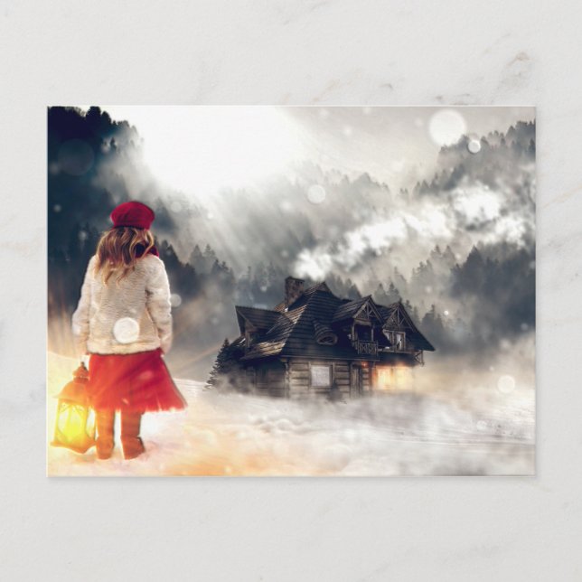 Julönskan Snöhus Vykort (Framsida)