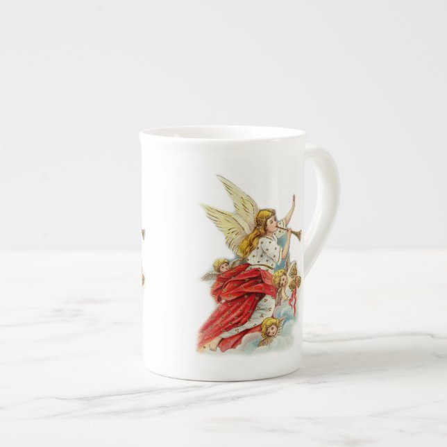 julönskande änglar benporslin mugg (Framsida höger)