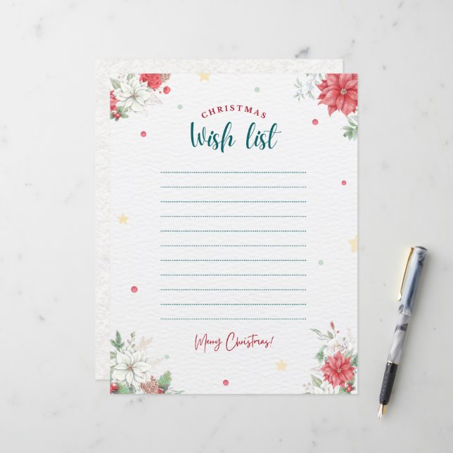 Julönskelista, Blommigt Helgdag Gift List (Fram/Back In Situ)