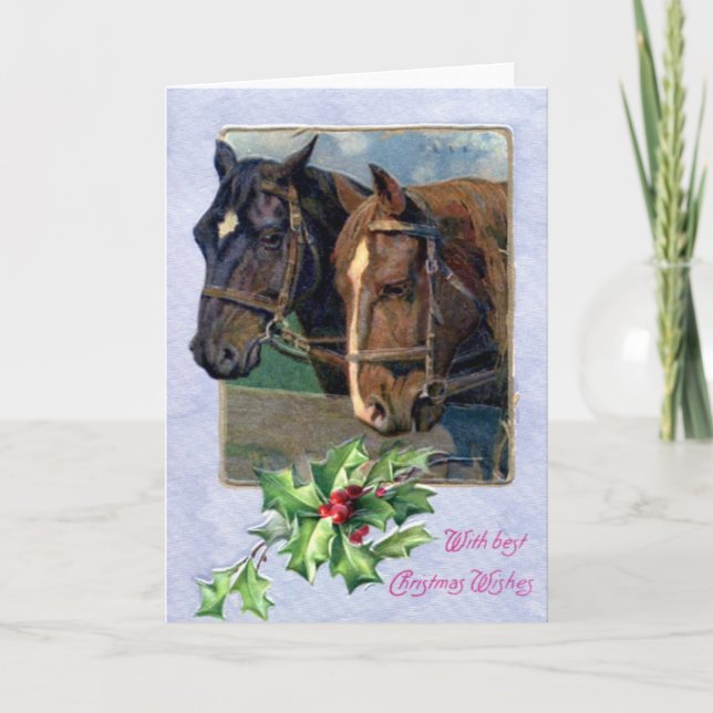 Julönskemål, hästvintage 1911 helgkort (Framsida)