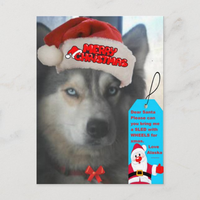 Julönskning till jultomten med vykort (Framsida)