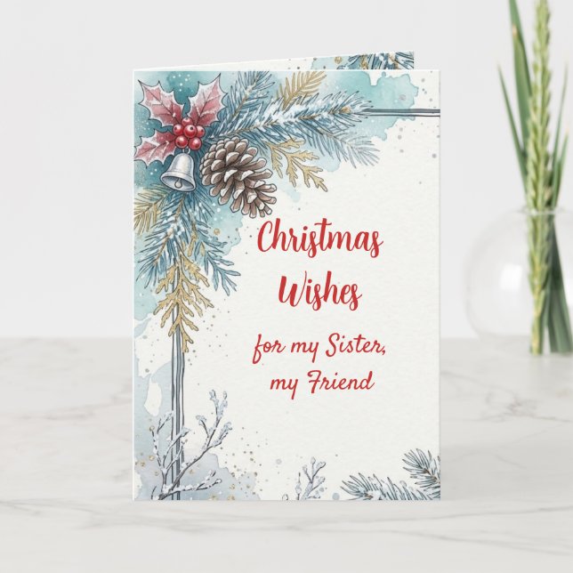 Julönskningar Chickadee syster vän Helgkort (Framsida)