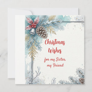 Julönskningar Chickadee syster vän Julkort