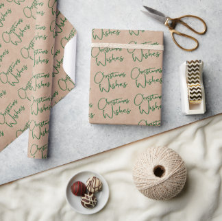 Julönskningar Grön Kalligrafi Rustik Kraft Presentpapper