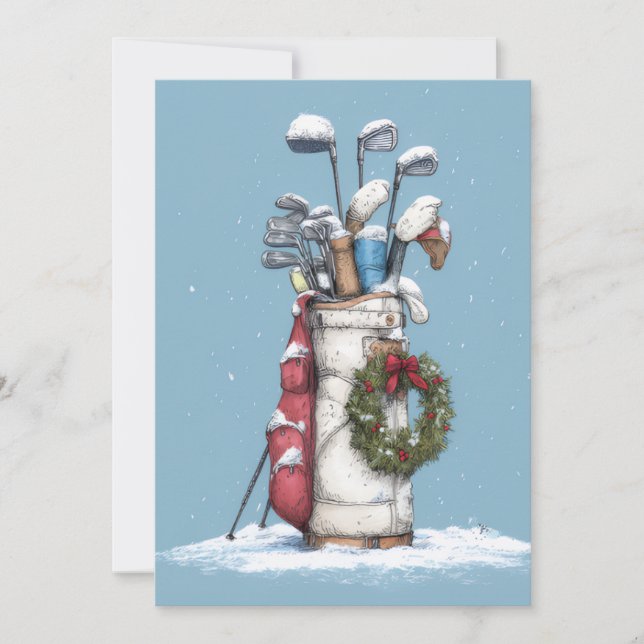 Julönskningar… och en tidig golfsäsong, tack julkort (Framsida)