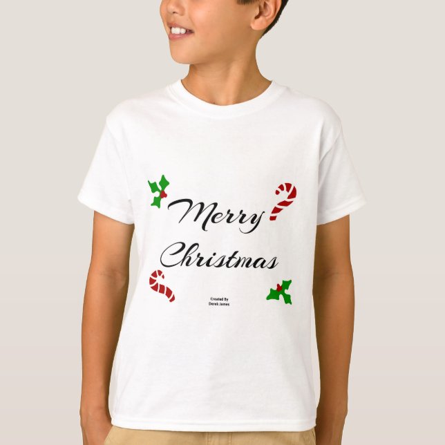 Julönskningar Pojkar Vit T Shirt (Framsida)