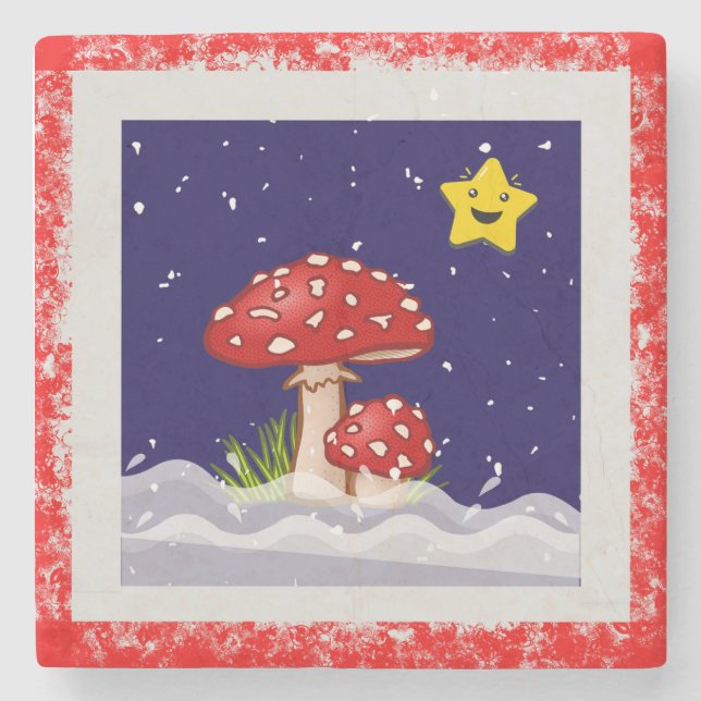 Julönskningar, snöiga dagar stenunderlägg (Framsidan)