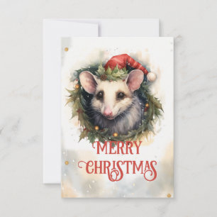 Julopossum Vattenfärg Tack Kort