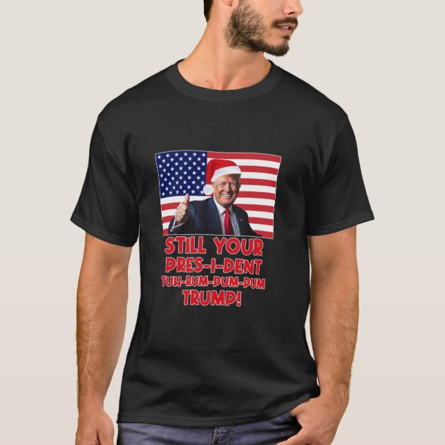 Julordförande Trump Pajamas Matching Julafton Fu T Shirt (Framsida)