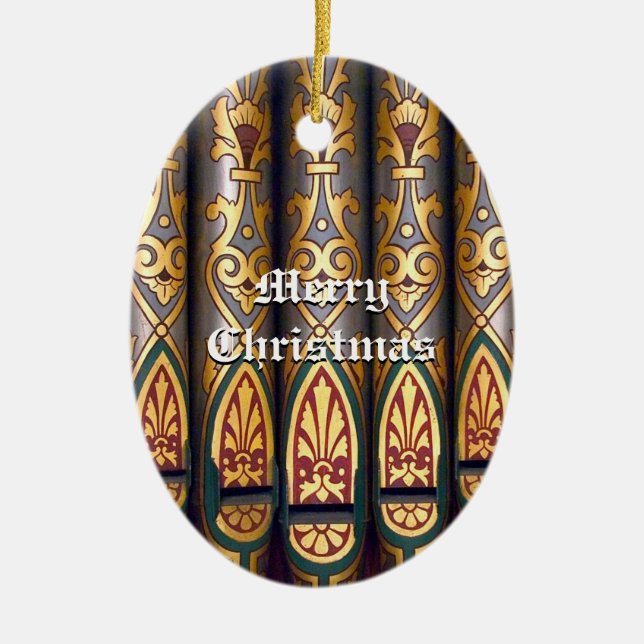 Julorgan leda i rör prydnaden julgransprydnad keramik (Framsidan)