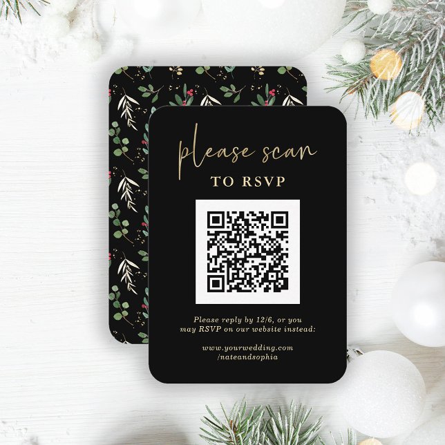 JulOSA med QR-kod | Gilded Greenery Tilläggskort (Skapare uppladdad)