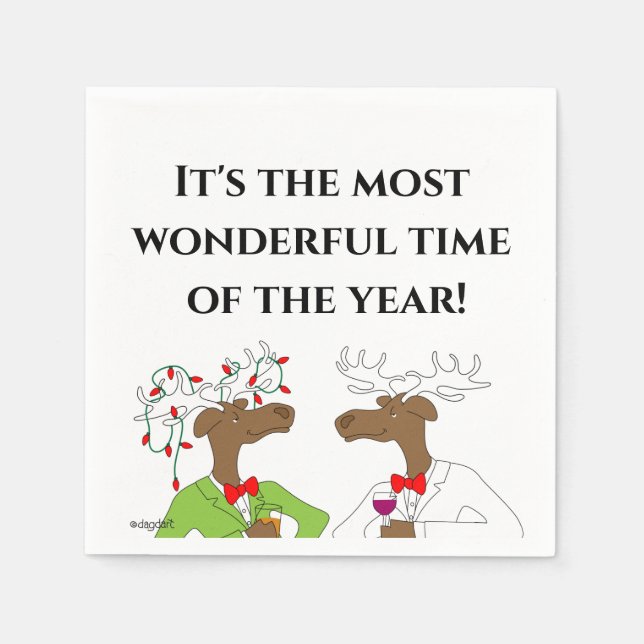 Julost 2 Moose Napkins Pappersservett (Framsidan)