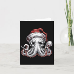 Julottopus med tomthat för bläckfisk kort