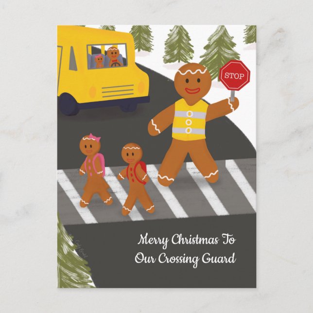 Julövervakare för övergångsställe vykort (Framsida)