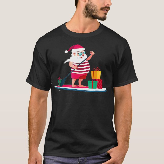 Julpadleboardtomten i Simma Kort T Shirt (Framsida)
